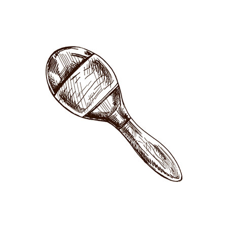 Hand-drawn sketch of maracas. Vintage drawing of Latin American musical instrument. Vector black ink outline illustration. Mexican culture. Latin America.のイラスト素材