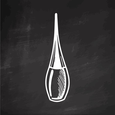Hand-drawn liquid eyeliner, beauty cosmetic element, self care on chalkboard background. Illustration for beauty salon, cosmetic store. Doodle sketch style.のイラスト素材