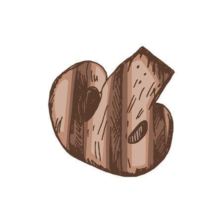 Organic food. Hand-drawn colored vector sketch of grilled champignon. Doodle vintage illustration. Decorations for menu of cafes. Engraved image.のイラスト素材