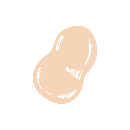 Hand-drawn sponge, beauty cosmetic element, self care. Illustration for beauty salon, cosmetic store, makeup design. Colored flat style.のイラスト素材