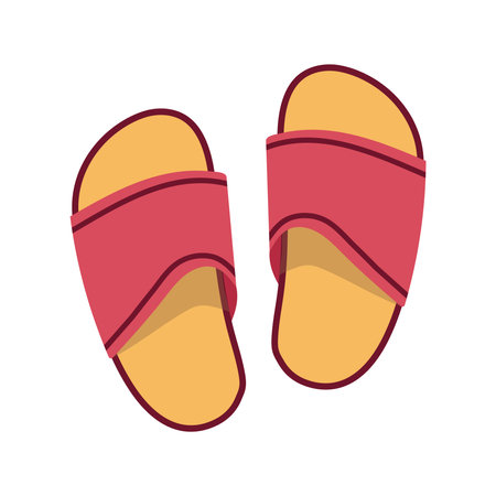 Vector vietnamese flip flops isolated on white background. Vietnamese slates shoes for beach. Cartoon style illustration.のイラスト素材