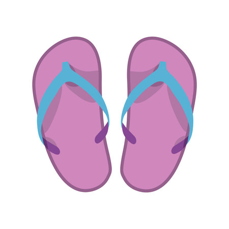 Vector vietnamese flip flops isolated on white background. Vietnamese slates shoes for beach. Cartoon style illustration.のイラスト素材