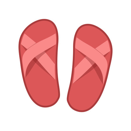 Vector vietnamese flip flops isolated on white background. Vietnamese slates shoes for beach. Cartoon style illustration.のイラスト素材