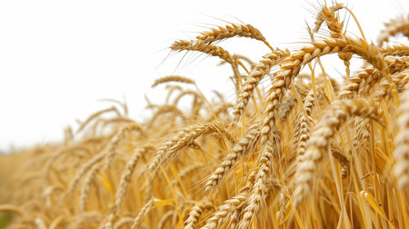 Wheat field isolated on white background. AI generated illustration.の素材