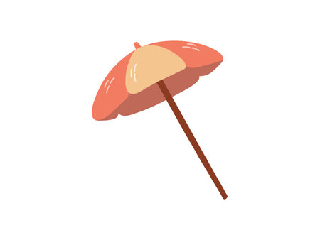 Cute hand drawn beach umbrella. Flat vector illustration isolated on white background. Doodle drawing.のイラスト素材