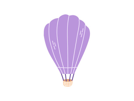 Cute hand drawn hot air balloon. Flat vector illustration isolated on white background. Doodle drawing.のイラスト素材