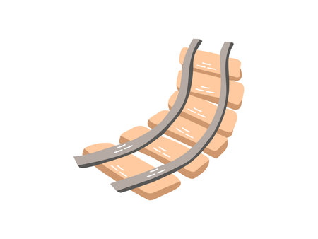 Cute hand drawn railway. Flat vector illustration isolated on white background. Doodle drawing.のイラスト素材