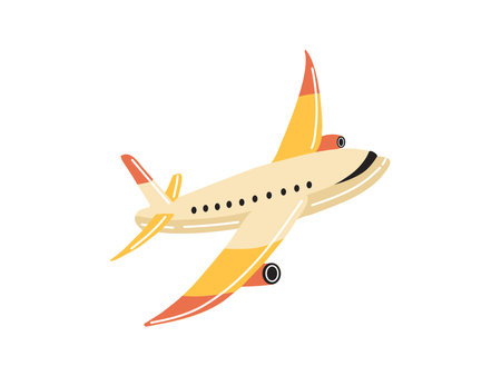 Cute hand drawn flying plane. Flat vector illustration isolated on white background. Doodle drawing.のイラスト素材
