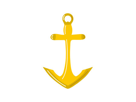 Cute hand drawn ship's anchor. Flat vector illustration isolated on white background. Doodle drawing.のイラスト素材
