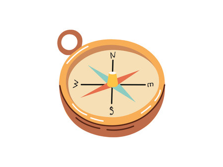 Cute hand drawn compass. Flat vector illustration isolated on white background. Doodle drawing.のイラスト素材