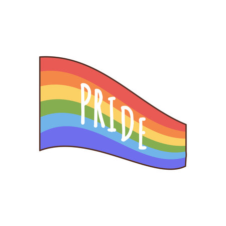 Vector LGBTQ community flag in pride colors. Gay parade celebration. LGBT flat style icon. Flat illustration in Groovy 70s style.のイラスト素材