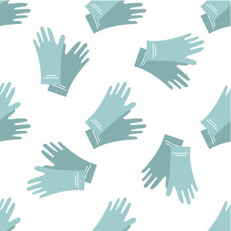 Gardening gloves for work isolated on white background. Flat vector seamless pattern. Farming hand protection, gloves safety.のイラスト素材