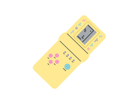 Classic y2k, 90s and 2000s aesthetic. Flat style retro game console, vintage element. Hand-drawn vector illustration. Patch, sticker, badge, emblem.のイラスト素材