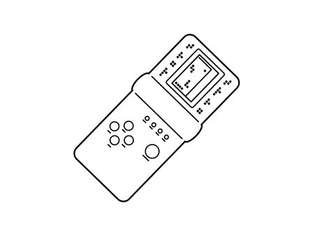 Classic y2k, 90s and 2000s aesthetic. Outline style retro game console, vintage element. Hand-drawn vector illustration. Patch, sticker, badge, emblem.のイラスト素材