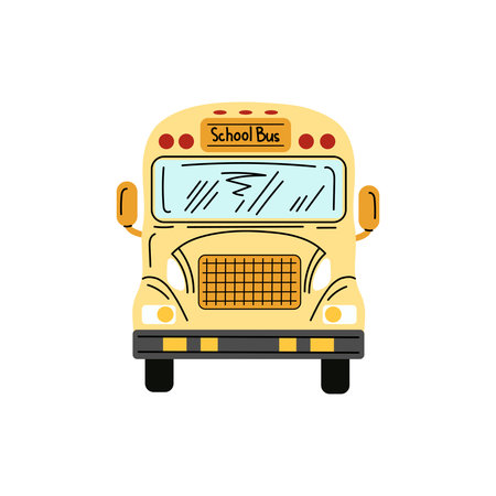 Flat school illustration. School bus sketch. Back to School.