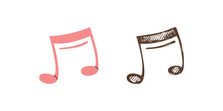 Vector flat and hand drawn sketch style music Illustration. Musical note sketch. Back to School.のイラスト素材