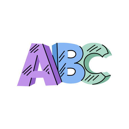 Vector flat school Illustration. ABC lettering sketch. Back to School.のイラスト素材