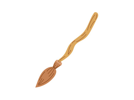 Flat style magic broom. Element of witchcraft. Symbol of magic. A vehicle for the witch. Broomstick or print for Halloween or all saints' day. Vector illustration.のイラスト素材