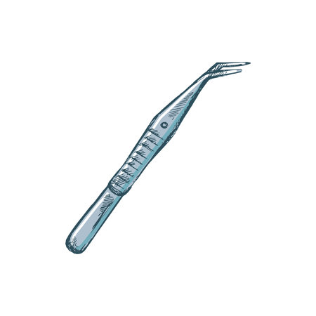 Hand drawn dentistry attribute. Professional dental tool vintage vector illustration isolated on white background. Equipment for orthodontists.のイラスト素材