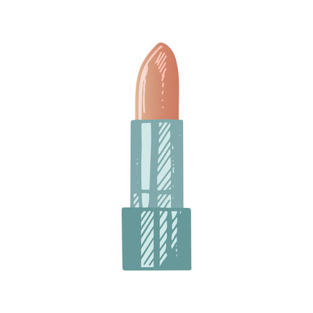 Flat style lipstick, beauty cosmetic element, self care. Illustration for beauty salon, cosmetic store, makeup design. Doodle sketch style.のイラスト素材