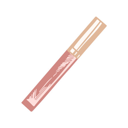 Flat style lip gloss, liquid lipstick or liquid eye shadow, beauty cosmetic element, self care. Illustration for beauty salon, cosmetic store, makeup design. Doodle sketch style.のイラスト素材
