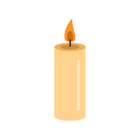Flat style burning candle. Vector illustration. Halloween or Christmas drawing.のイラスト素材