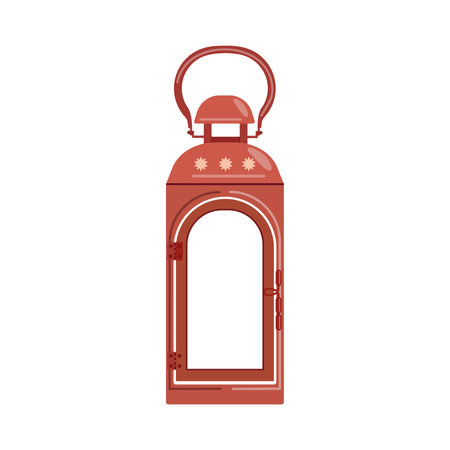Winter Christmas lantern, decor in flat vector design. Merry holiday.のイラスト素材