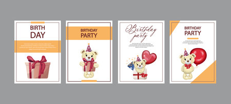 Creative birthday card templates for festive celebrations and invitationsのイラスト素材