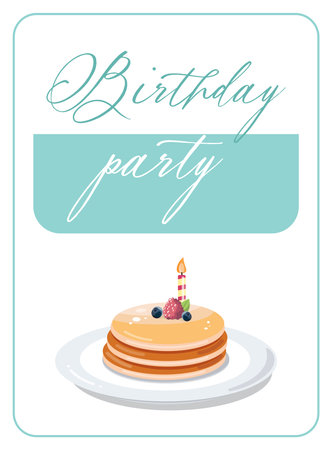 Birthday party invitation card with pancakes and festive designのイラスト素材
