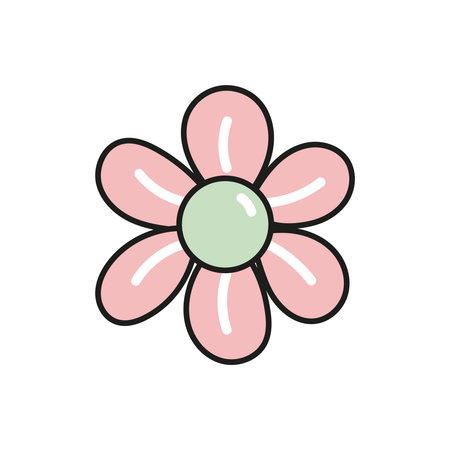 Cute pastel flower doodle and flat illustration for eco and nature themesのイラスト素材