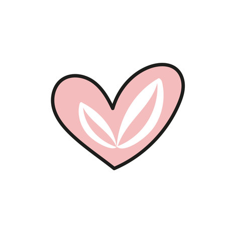 Eco-friendly heart doodle and flat illustration with leaf symbolのイラスト素材