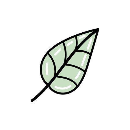 Green leaf doodle and flat illustration for eco-friendly and nature conceptsのイラスト素材