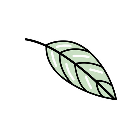 Hand-drawn green leaf doodle and flat illustration for eco-friendly themesのイラスト素材
