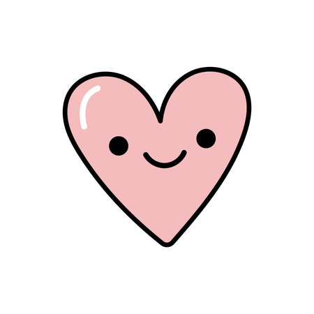 Cute smiling heart doodle and flat illustration for love and happinessのイラスト素材