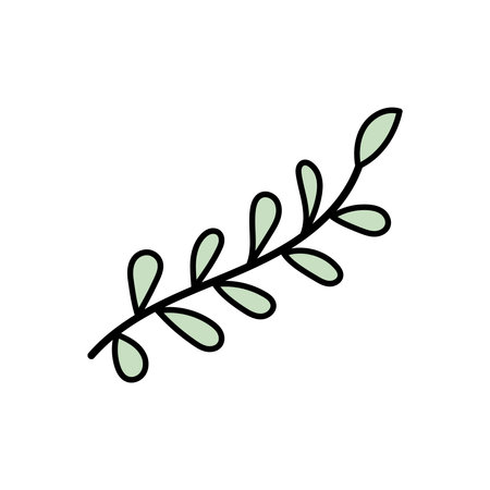 Hand-drawn botanical branch doodle and flat illustration for eco and nature themesのイラスト素材