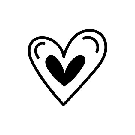 Hand-drawn heart with double outline for romantic and love designのイラスト素材