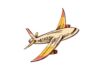 Hand-drawn sketch illustration of an airplane in vintage styleのイラスト素材