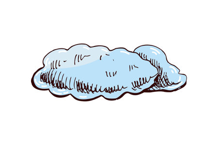 Hand-drawn blue cloud for travel and sky-themed design in vintage engraved styleのイラスト素材