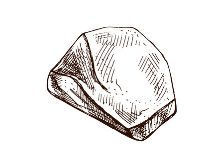 Monochrome hand drawn smooth natural stone or pebble with engraving texture. Perfect for outdoor, nature, or camping-themed designs.のイラスト素材