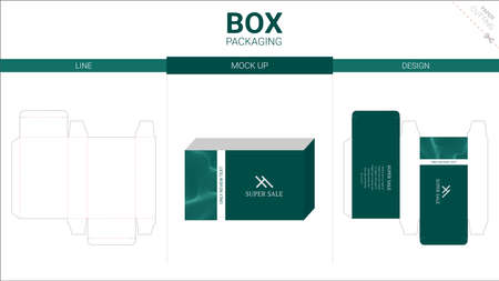 Box packaging and mockup die cut templateのイラスト素材