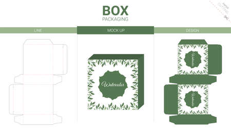 Box packaging and mockup die cut templateのイラスト素材