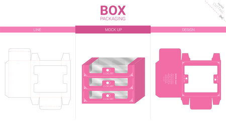 Box packaging and mockup die cut templateのイラスト素材