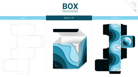 Box packaging and mockup die cut templateのイラスト素材