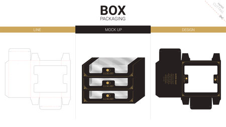 Box packaging and mockup die cut templateのイラスト素材