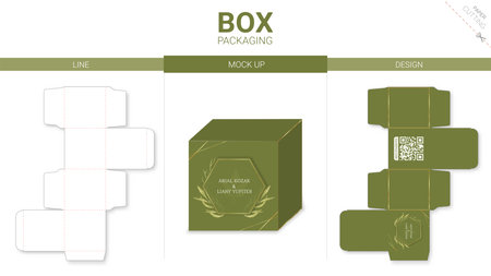 Box packaging and mockup die cut templateのイラスト素材