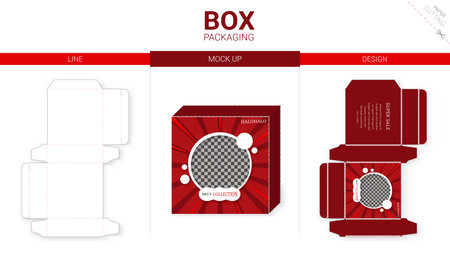 Box packaging and mockup die cut templateのイラスト素材