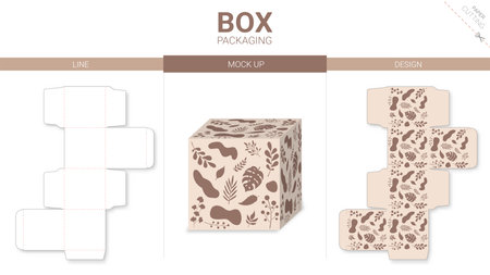 Box packaging and mockup die cut templateのイラスト素材