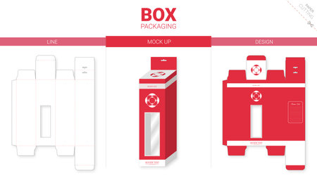 Box packaging and moackup die cut template Premium Vectorのイラスト素材