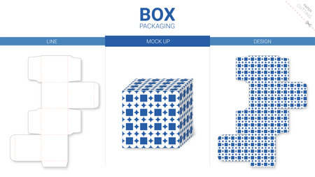 Box packaging and mockup die cut templateのイラスト素材