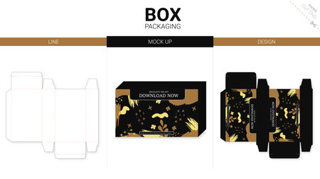 Box packaging and mockup die cut templateのイラスト素材